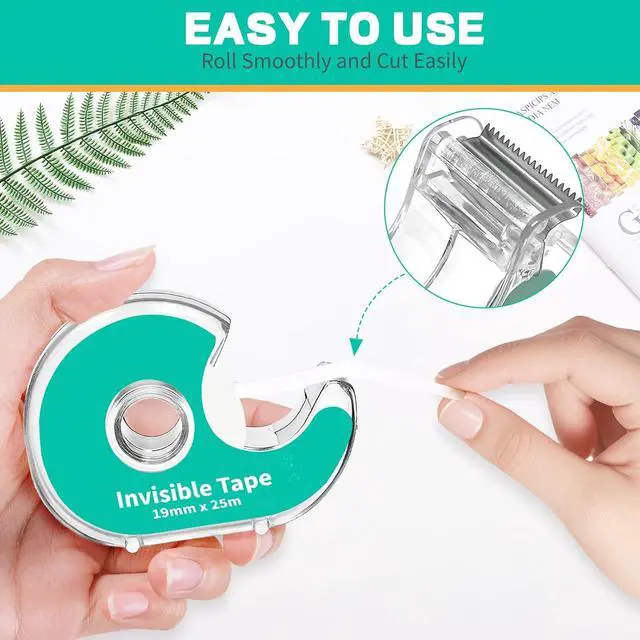 Alt view image 4 of 7 - 6 Invisible Clear Tape, Transparent Tapes with Refillable Dispenser, 3/4 X 1000 Inches Frosted Writable, Clear Tape Refill Rolls for Gift Wrapping, Home, School Office Supplies