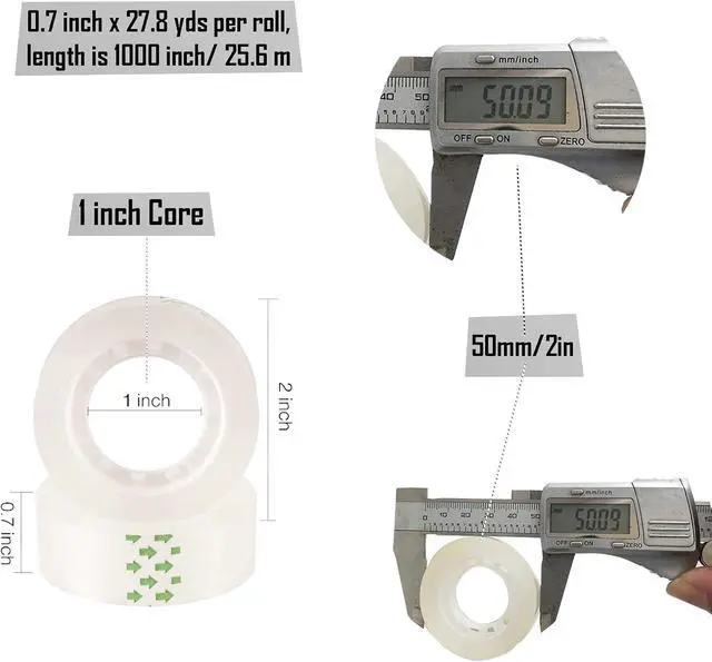 Alt view image 2 of 7 - 12 Pack Transparent Tape Clear Tape Refills Rolls Each Roll 3/4 x 1000 Inches, 1 inch Core, for Office, Home, School