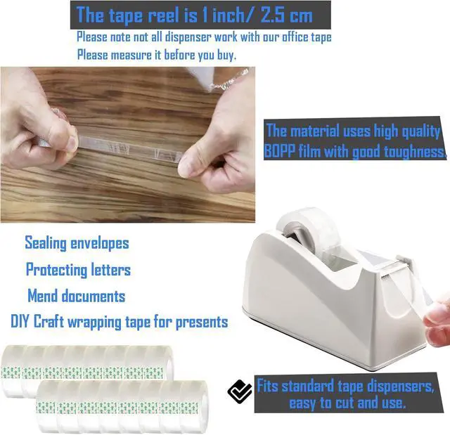 Alt view image 3 of 7 - 12 Pack Transparent Tape Clear Tape Refills Rolls Each Roll 3/4 x 1000 Inches, 1 inch Core, for Office, Home, School