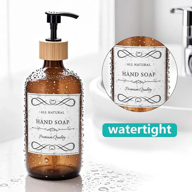 Alt view image 3 of 6 - 18 Pcs Waterproof Soap Labels Lotion Labels Reusable Bathroom Label Stickers Kitchen Hand Soap Dispenser Label Stickers for Shampoo and Body wash Travel Bottles (White)