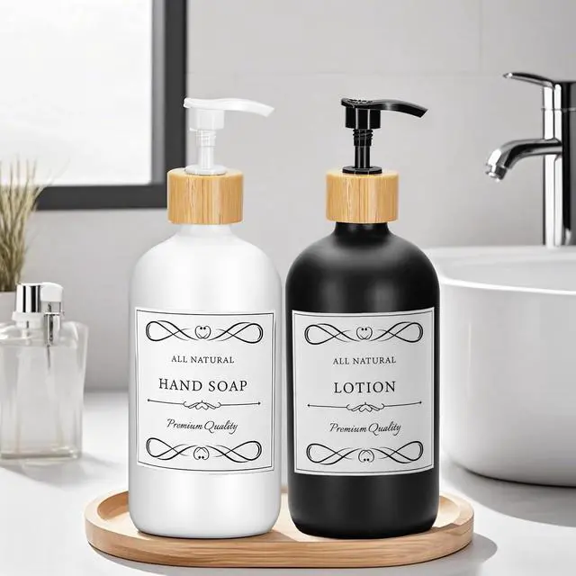 Alt view image 5 of 6 - 18 Pcs Waterproof Soap Labels Lotion Labels Reusable Bathroom Label Stickers Kitchen Hand Soap Dispenser Label Stickers for Shampoo and Body wash Travel Bottles (White)