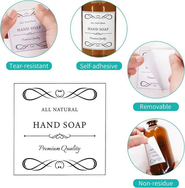 Alt view image 6 of 6 - 18 Pcs Waterproof Soap Labels Lotion Labels Reusable Bathroom Label Stickers Kitchen Hand Soap Dispenser Label Stickers for Shampoo and Body wash Travel Bottles (White)