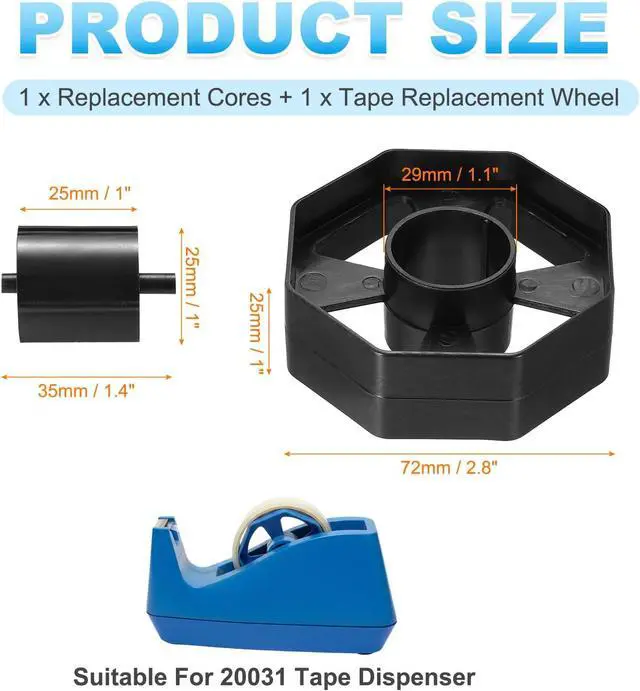 Alt view image 2 of 7 - PATIKIL Tape Dispenser Core, Replacement Wheel and Core for 20031 Tape Dispenser Plastic Insert Parts for Home Office Warehouse Wrapping Packaging Mailing Shipping, Black