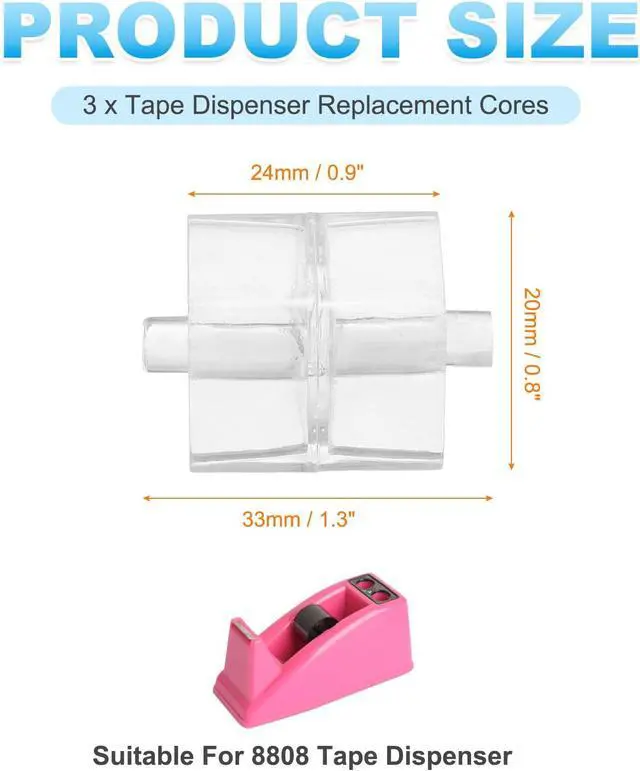 Alt view image 2 of 7 - PATIKIL 3Pcs Tape Dispenser Core, Replacement Core for 8808/8809 Tape Dispenser Plastic Insert Parts for Home Office Warehouse Wrapping Packaging Mailing Shipping, Clear
