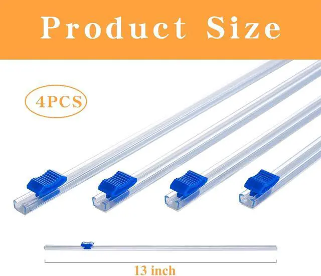 Alt view image 2 of 5 - Plastic Wrap Slide Cutter - 4 Sticks Self-Adhesive Fit 12" Roll Plastic Wrap Sliding Cutter for Foil Wax Paper Parchment Paper - Wrapping Paper Cutter Replacement Fit Most Brands Wrap Dispenser