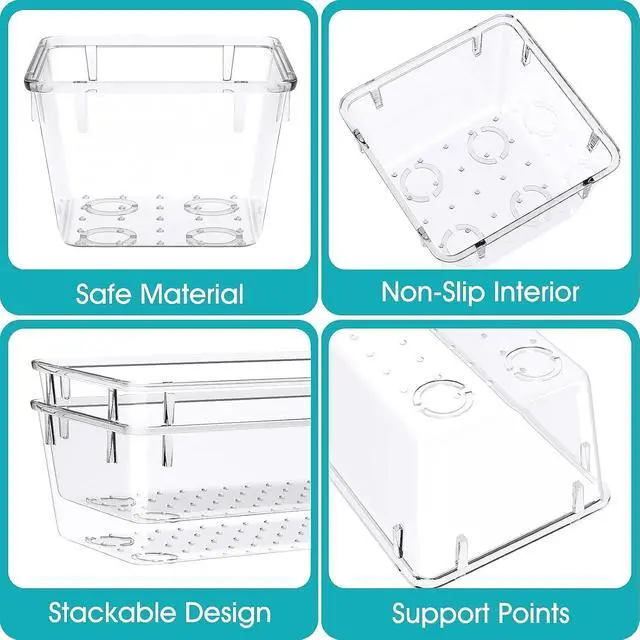 Alt view image 3 of 6 - 7 PCS Plastic Drawer Organizers Set, 4 Size Desk Drawer Organizer Trays