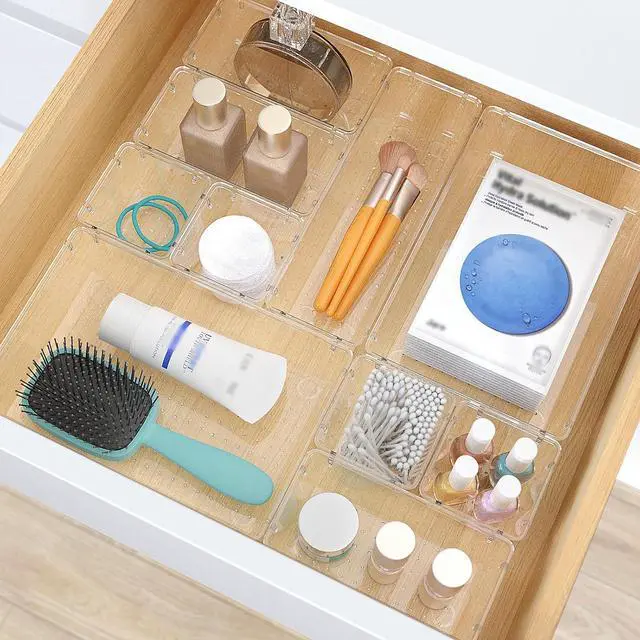 Alt view image 5 of 6 - 7 PCS Plastic Drawer Organizers Set, 4 Size Desk Drawer Organizer Trays