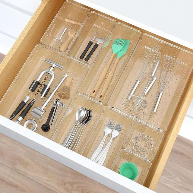 Alt view image 6 of 6 - 7 PCS Plastic Drawer Organizers Set, 4 Size Desk Drawer Organizer Trays