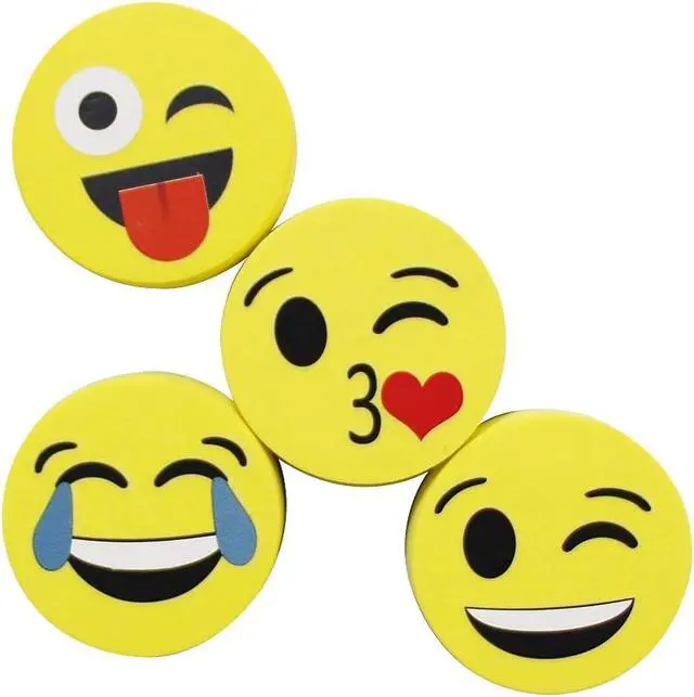 Alt view image 2 of 5 - VIZ-PRO Magnetic Smiley Face Circular Whiteboard Eraser / 4 Pack of 2" Dry Erase Erasers