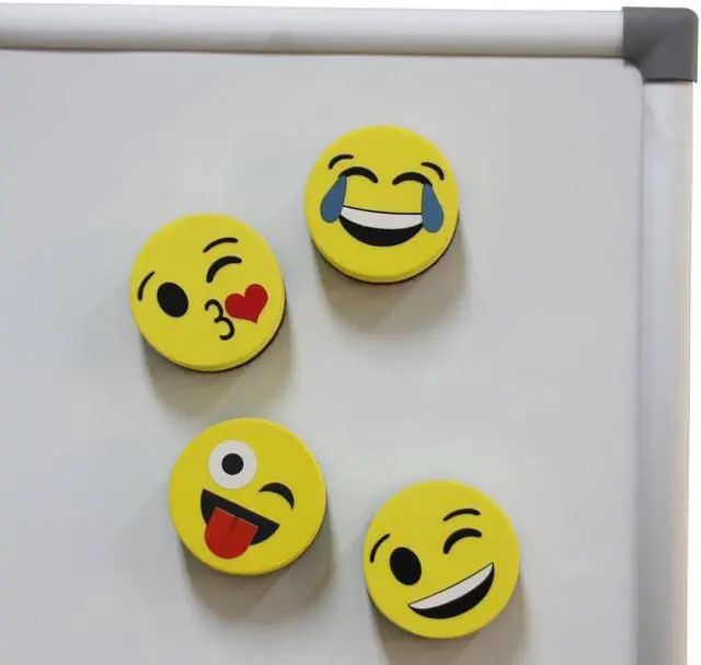 Alt view image 4 of 5 - VIZ-PRO Magnetic Smiley Face Circular Whiteboard Eraser / 4 Pack of 2" Dry Erase Erasers