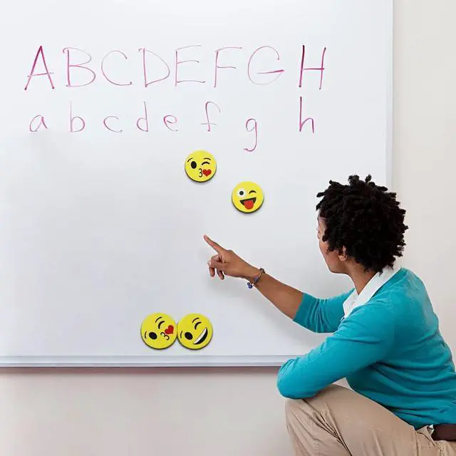 Alt view image 5 of 5 - VIZ-PRO Magnetic Smiley Face Circular Whiteboard Eraser / 4 Pack of 2" Dry Erase Erasers