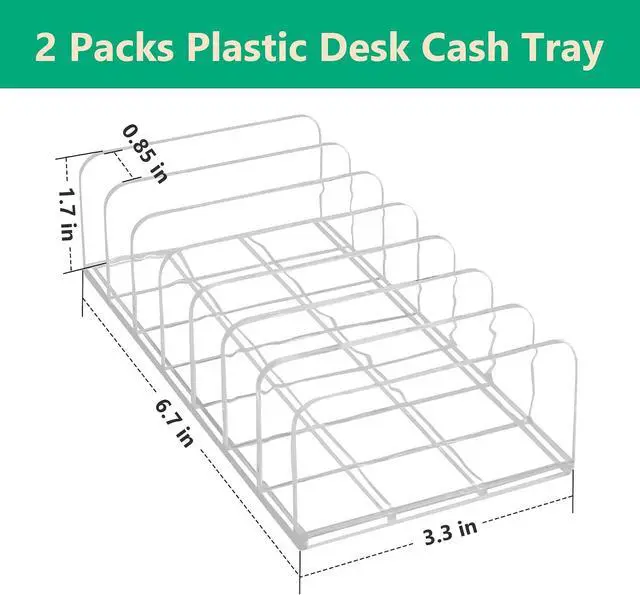 Alt view image 2 of 7 - 2 Packs Acrylic Mail Organizer Plastic Desk Cash Tray,7 Section Divided Vanity Organize Holder Vertical Letter Sorter for Desktop, Bill, Document, Notebook