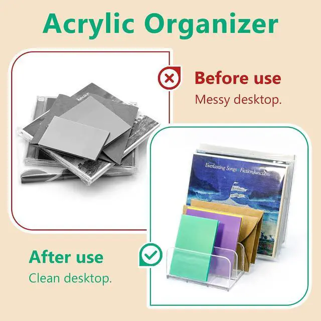 Alt view image 3 of 7 - 2 Packs Acrylic Mail Organizer Plastic Desk Cash Tray,7 Section Divided Vanity Organize Holder Vertical Letter Sorter for Desktop, Bill, Document, Notebook