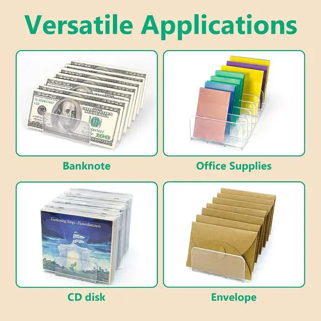 Alt view image 6 of 7 - 2 Packs Acrylic Mail Organizer Plastic Desk Cash Tray,7 Section Divided Vanity Organize Holder Vertical Letter Sorter for Desktop, Bill, Document, Notebook