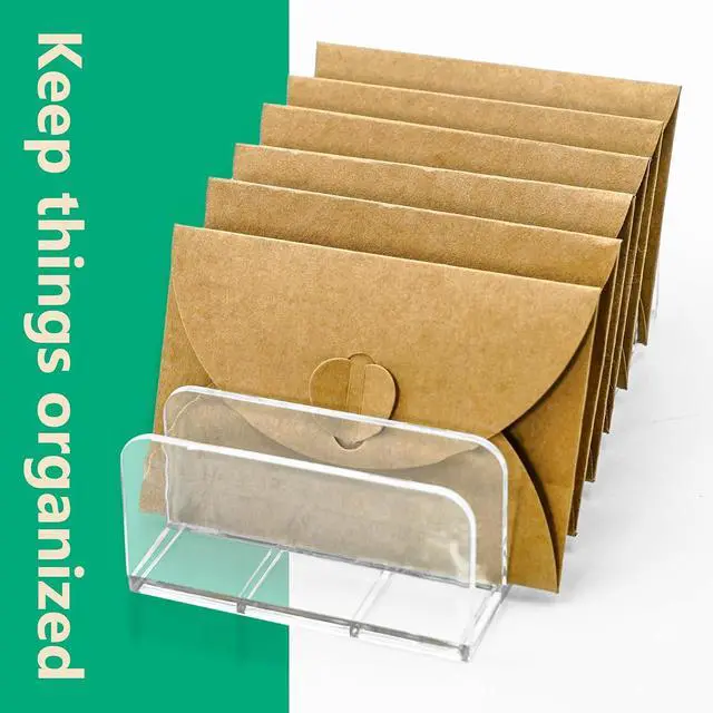 Alt view image 7 of 7 - 2 Packs Acrylic Mail Organizer Plastic Desk Cash Tray,7 Section Divided Vanity Organize Holder Vertical Letter Sorter for Desktop, Bill, Document, Notebook