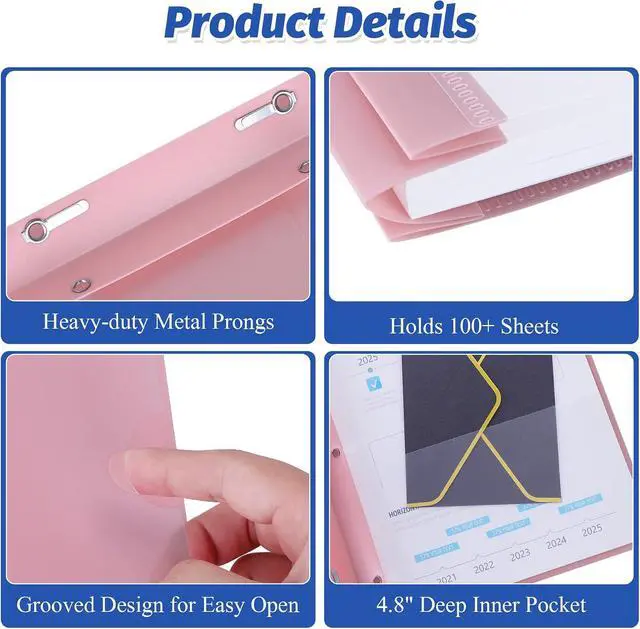 Alt view image 3 of 7 - Ndsox 5 Pack Clear Front Report Covers with 3-Prong Fasteners for 8.5"x11"