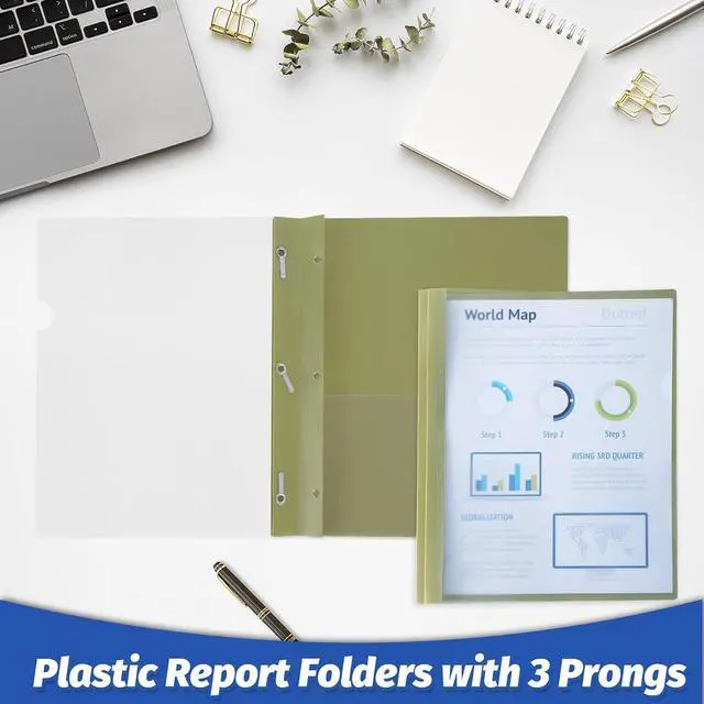 Alt view image 4 of 7 - Ndsox 5 Pack Clear Front Report Covers with 3-Prong Fasteners for 8.5"x11"
