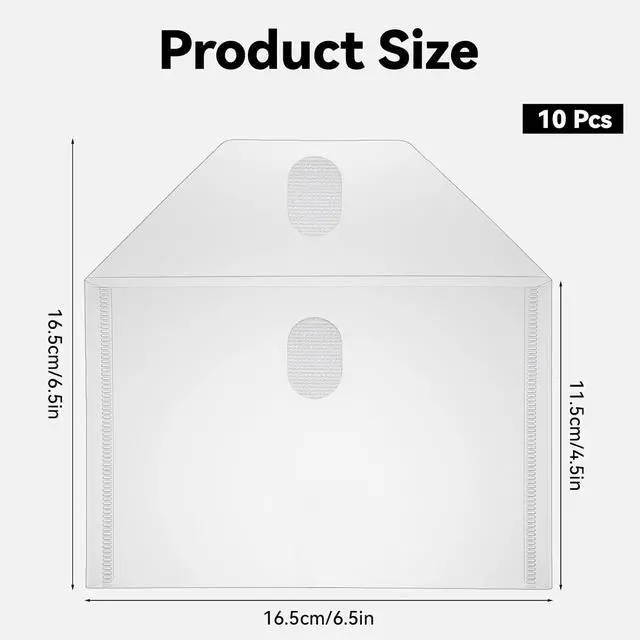 Alt view image 2 of 7 - 10 PCS Plastic Folders with Pockets, Transparent Envelopes with Snap Closure Reusable Small Plastics Envelope Plastic Expanding File Folder Folder for Documents Organizer for School and Office Supplie