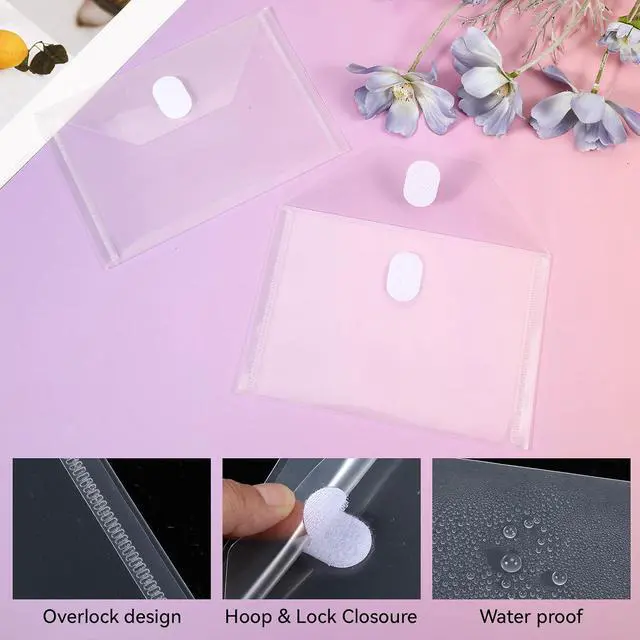 Alt view image 3 of 7 - 10 PCS Plastic Folders with Pockets, Transparent Envelopes with Snap Closure Reusable Small Plastics Envelope Plastic Expanding File Folder Folder for Documents Organizer for School and Office Supplie