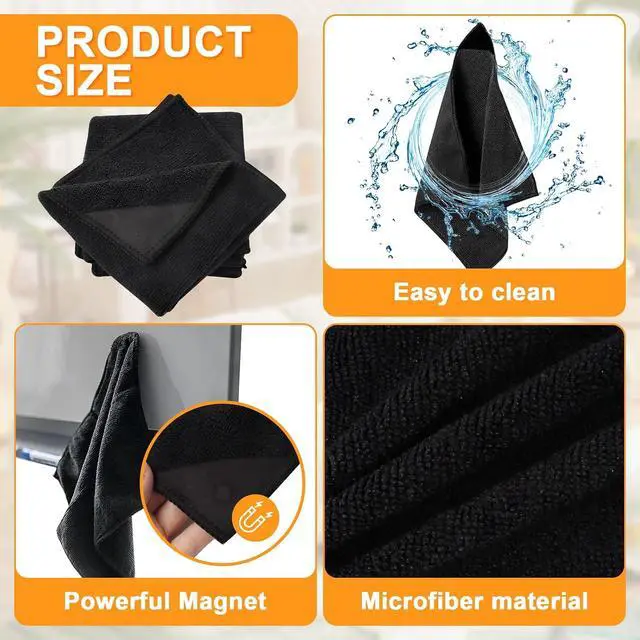 Alt view image 3 of 6 - 6 Pack Magnetic Cleaning Cloth Dry Erase Eraser for White Boards Whiteboard Cleaning Cloth for Dry Erase Board Reusable for Classroom Home Office (Black,10x10 Inch