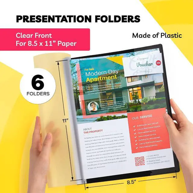 Alt view image 2 of 7 - Report Covers - (Set of 6), 8.5 x 11 Letter Size, by Paper Plan, Clear Front Folders - Ideal for Presentations, Resumes & Keeping Your Documents Neat and Professional