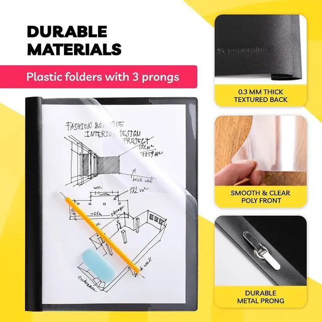 Alt view image 3 of 7 - Report Covers - (Set of 6), 8.5 x 11 Letter Size, by Paper Plan, Clear Front Folders - Ideal for Presentations, Resumes & Keeping Your Documents Neat and Professional