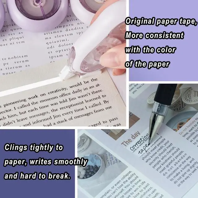Alt view image 6 of 7 - White Correction Tape, 5 Pack, 65.62 Feet Correction Tape for School and Office, School & Office Supplies, (Purple)