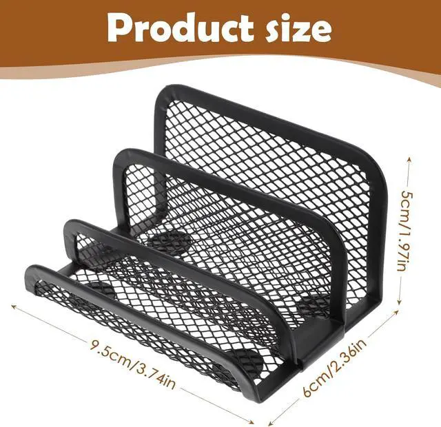 Alt view image 2 of 7 - Chris.W Desktop Stacking Business Card File Holder/Stand from, 3-Tier, Metal Mesh Collection (Black)