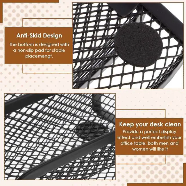 Alt view image 5 of 7 - Chris.W Desktop Stacking Business Card File Holder/Stand from, 3-Tier, Metal Mesh Collection (Black)