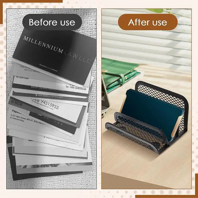 Alt view image 6 of 7 - Chris.W Desktop Stacking Business Card File Holder/Stand from, 3-Tier, Metal Mesh Collection (Black)