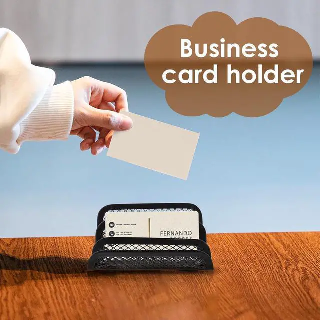 Alt view image 7 of 7 - Chris.W Desktop Stacking Business Card File Holder/Stand from, 3-Tier, Metal Mesh Collection (Black)