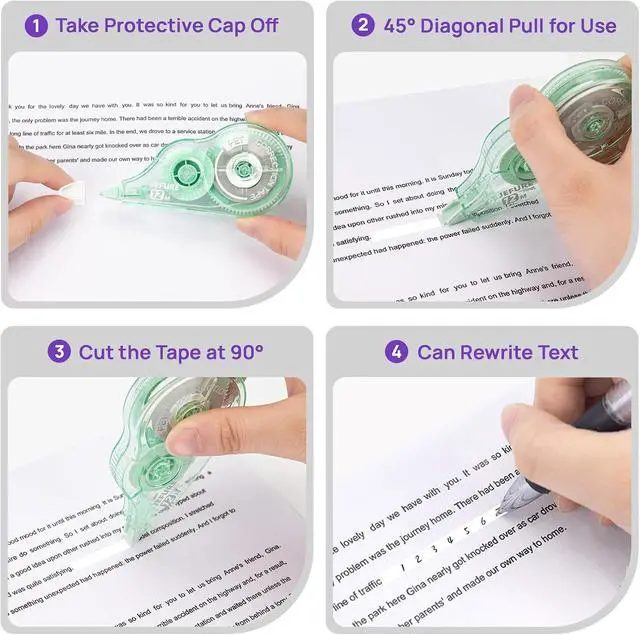 Alt view image 4 of 7 - 12 Pcs Correction Tape, 39.37 Ft, White Wrong Out, Colorful