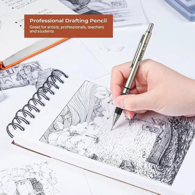 Alt view image 5 of 6 - Nicpro 0.5 mm Art Mechanical Pencil Set in Storage Case, 3 PCS
