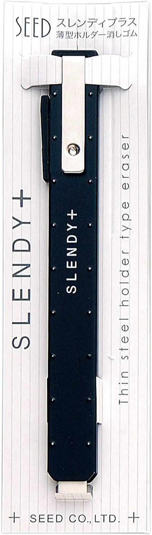 Main image of SEED Thin Steel Holder Eraser Slendy+, Black (EH-S-K)