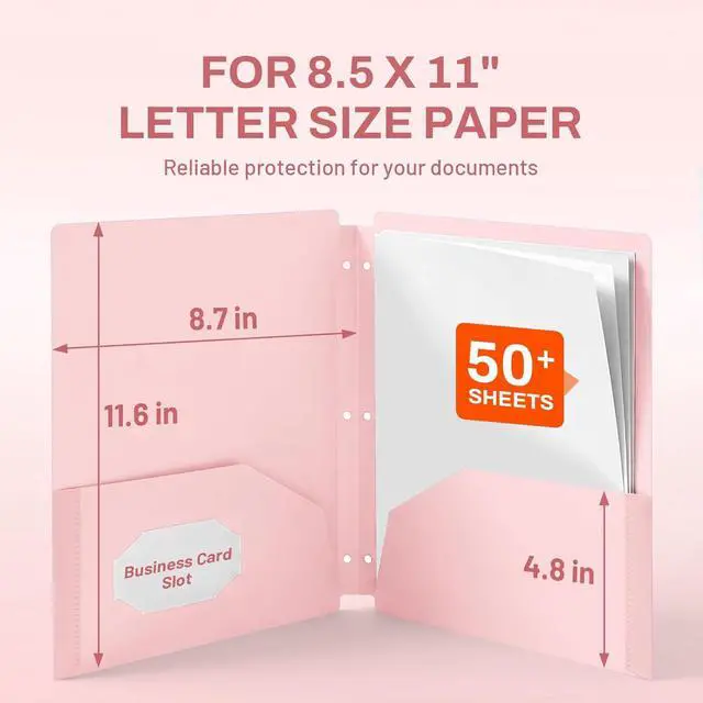 Alt view image 2 of 7 - SUNEE 3 Hole Pocket Folders (6 Pack, Pastel Color), Plastic Pocket Folders for 3 Ring Binder, 3-Hole Punched Folder with Pockets, for Kids, Students, Teachers, Office Staff