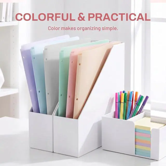 Alt view image 5 of 7 - SUNEE 3 Hole Pocket Folders (6 Pack, Pastel Color), Plastic Pocket Folders for 3 Ring Binder, 3-Hole Punched Folder with Pockets, for Kids, Students, Teachers, Office Staff