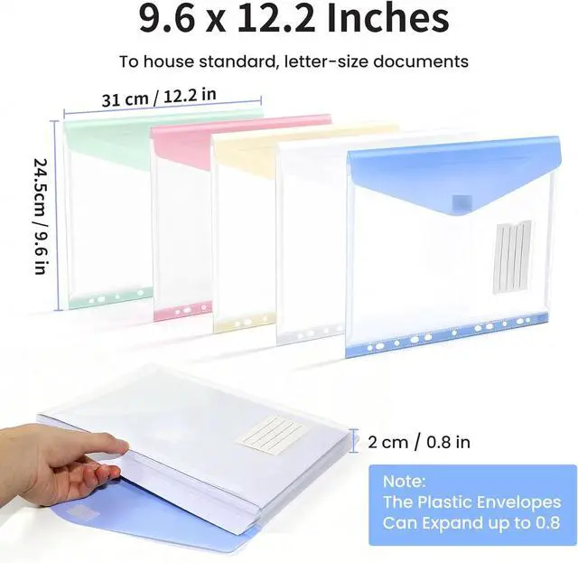Alt view image 2 of 7 - 11-Hole Binder Pockets, Fits Letter/A4 Size for 2/3/4 Ring Binder, 10 Pack