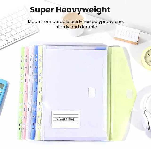 Alt view image 6 of 7 - 11-Hole Binder Pockets, Fits Letter/A4 Size for 2/3/4 Ring Binder, 10 Pack