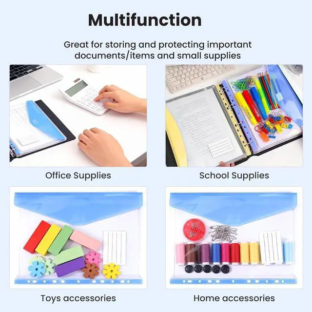 Alt view image 7 of 7 - 11-Hole Binder Pockets, Fits Letter/A4 Size for 2/3/4 Ring Binder, 10 Pack