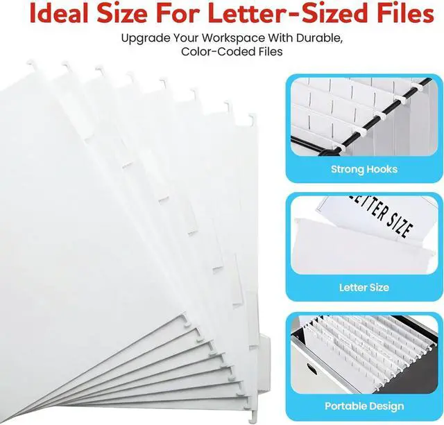 Alt view image 3 of 7 - White Hanging File Folders 8 Pack, Letter Size File Organization Folders for Home, Office, School & Filing Cabinets