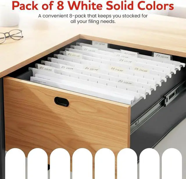 Alt view image 4 of 7 - White Hanging File Folders 8 Pack, Letter Size File Organization Folders for Home, Office, School & Filing Cabinets