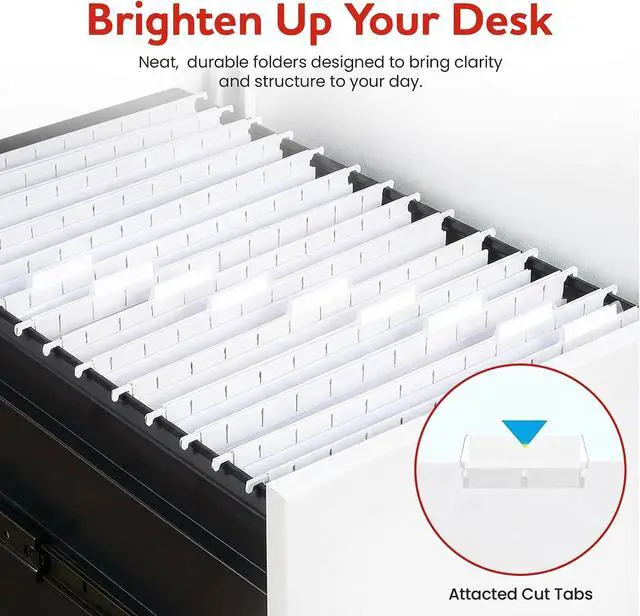 Alt view image 5 of 7 - White Hanging File Folders 8 Pack, Letter Size File Organization Folders for Home, Office, School & Filing Cabinets