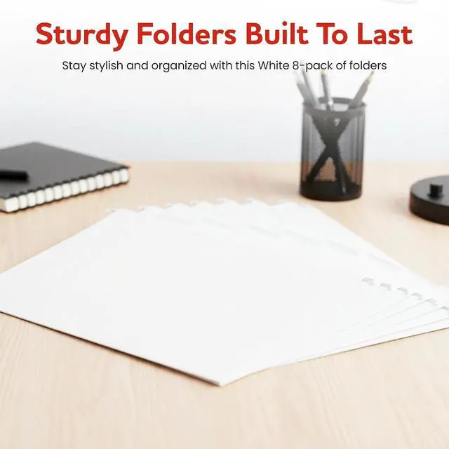 Alt view image 7 of 7 - White Hanging File Folders 8 Pack, Letter Size File Organization Folders for Home, Office, School & Filing Cabinets