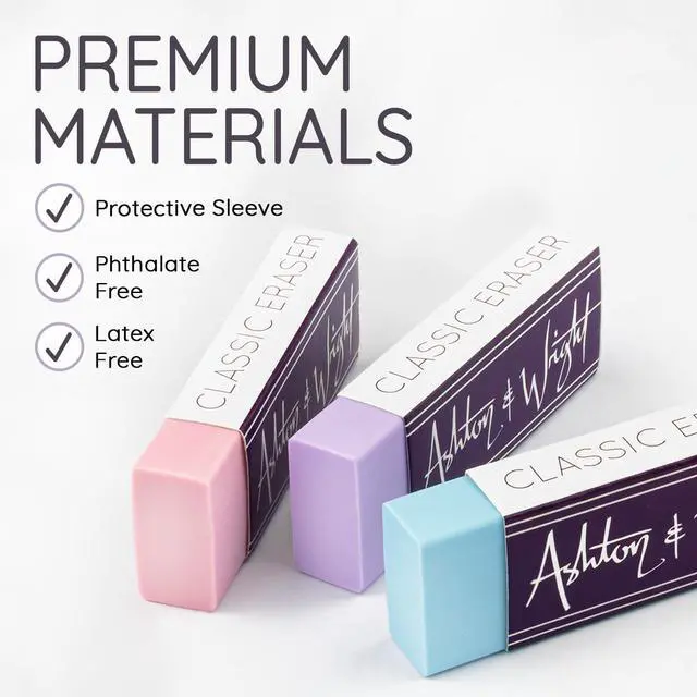 Alt view image 3 of 7 - Ashton and Wright - Classic Eraser - Latex Free Plastic Rubber - Pack of 5 Pastel