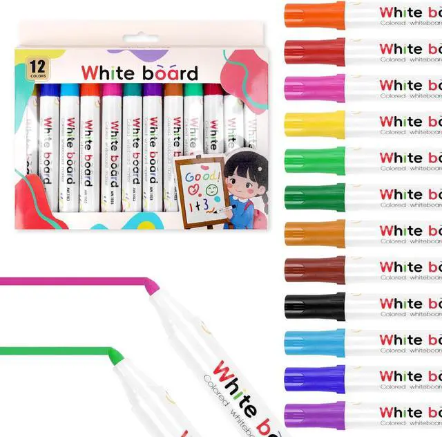 Alt view image 2 of 7 - LOKIPA 12PCS Dry Erase Markers, 12 Colors White Board Markers for Writing on Whiteboards, Dry-Erase Boards, Mirrors for Classroom, Home, Office