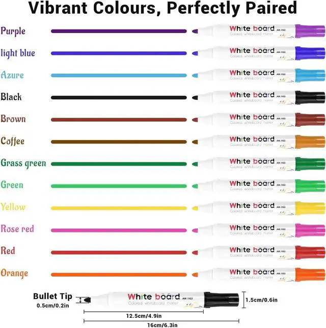 Alt view image 3 of 7 - LOKIPA 12PCS Dry Erase Markers, 12 Colors White Board Markers for Writing on Whiteboards, Dry-Erase Boards, Mirrors for Classroom, Home, Office