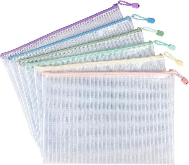 Main image of Tamaki 6 Pack Mesh Zipper Pouch Bags, Letter/A4