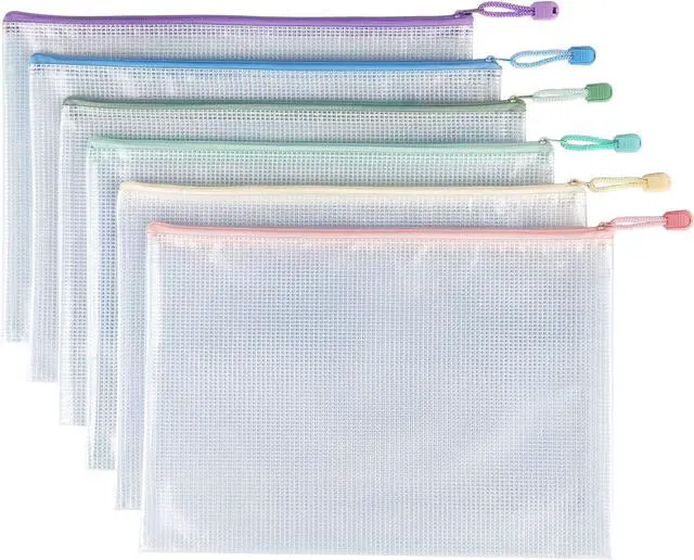 Alt view image 2 of 7 - Tamaki 6 Pack Mesh Zipper Pouch Bags, Letter/A4