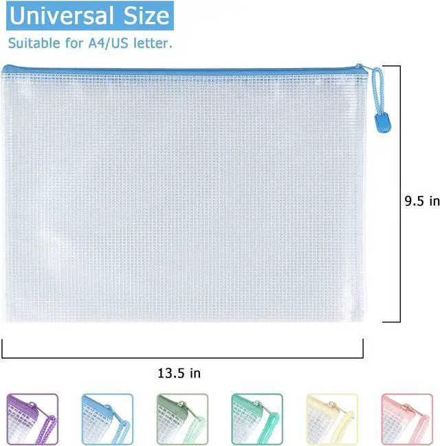 Alt view image 3 of 7 - Tamaki 6 Pack Mesh Zipper Pouch Bags, Letter/A4