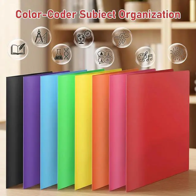 Alt view image 6 of 7 - ONEKEE 8 Pack Plastic folders with Pockets 2-Pocket Document Folders